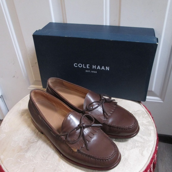 new COLE HAAN FAIRMONT PE Men\'s chestnut leather LOAFERS Sz 10 main image 7